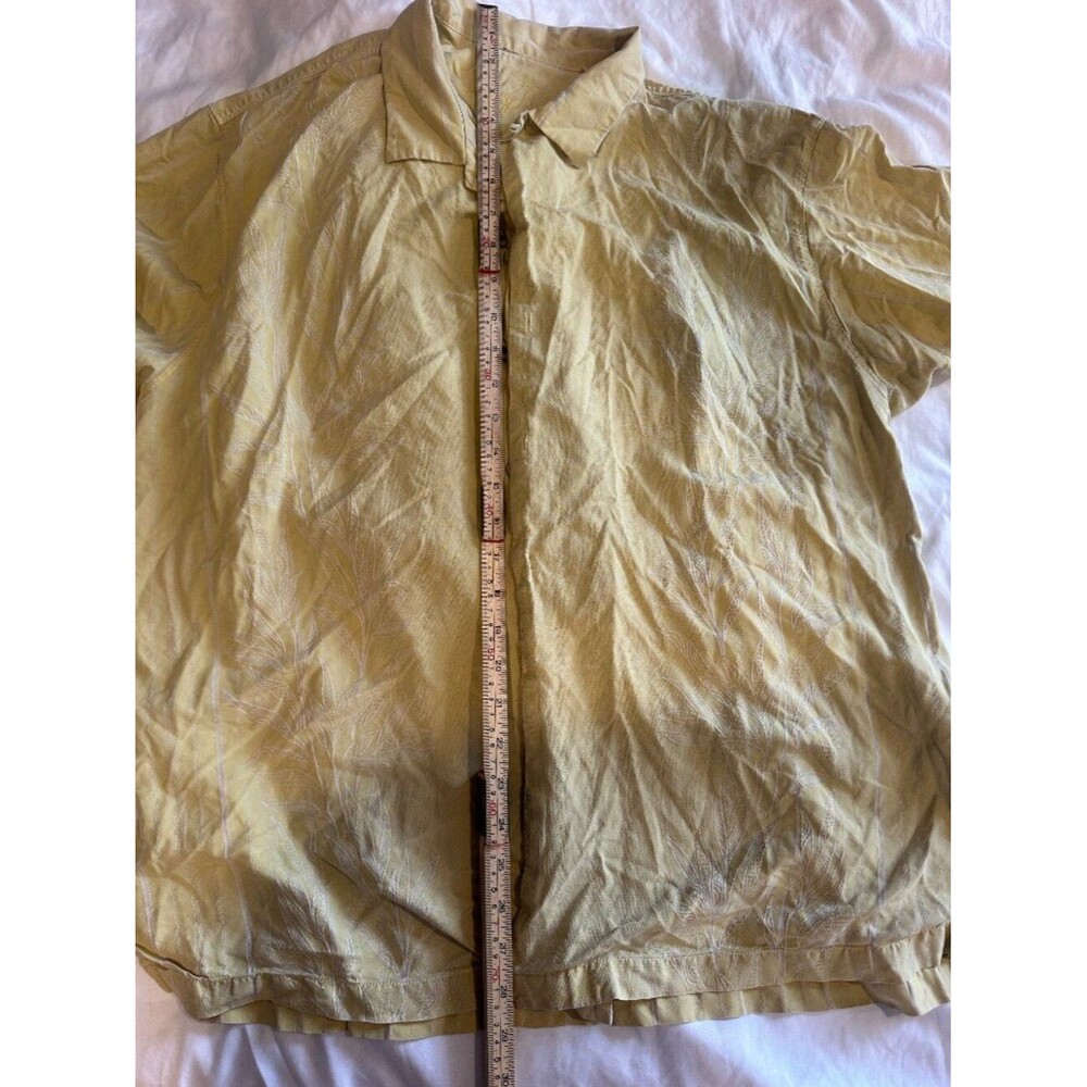 VTG 100% Silk Tommy Bahama Hawaiian Shirt Men’s L Yellow Camp Tropical Vacation - Picture 5 of 6